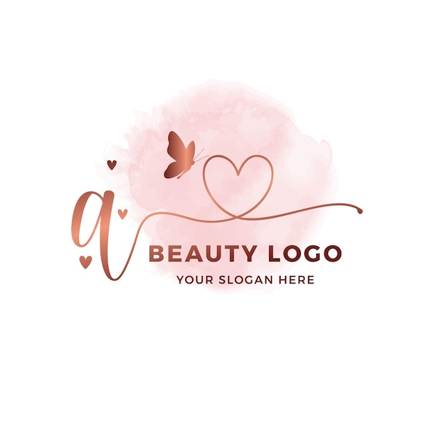 Een luxe initialen logo beauty logo rose gold logo nagel logo interieur design logo