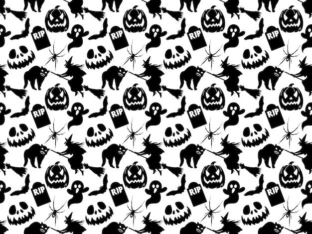Een magisch vakantiepatroon met een Halloween-thema. Een mooie achtergrond of textuur in vector