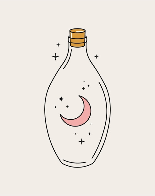 Een magische fles met maan en sterren binnen Vectorillustratie