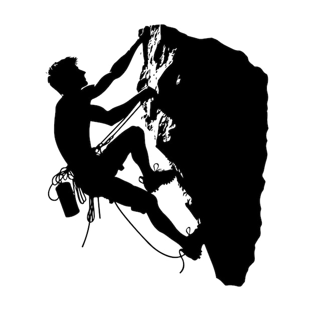 Vector een man die de berg beklimt vector silhouet illustratie