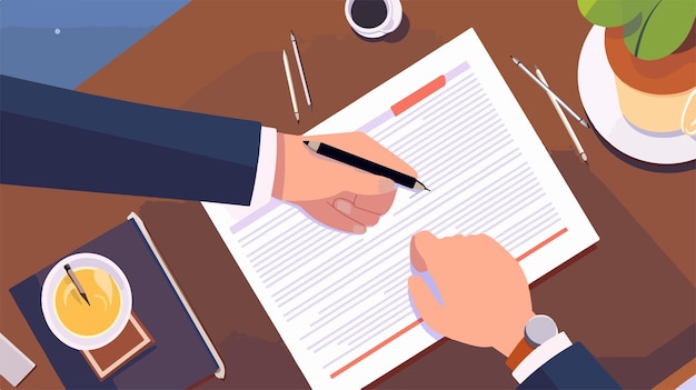 een man die een contract ondertekent met een pen in zijn hand