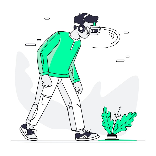 Een man die wandelen verkent met een AR-headset