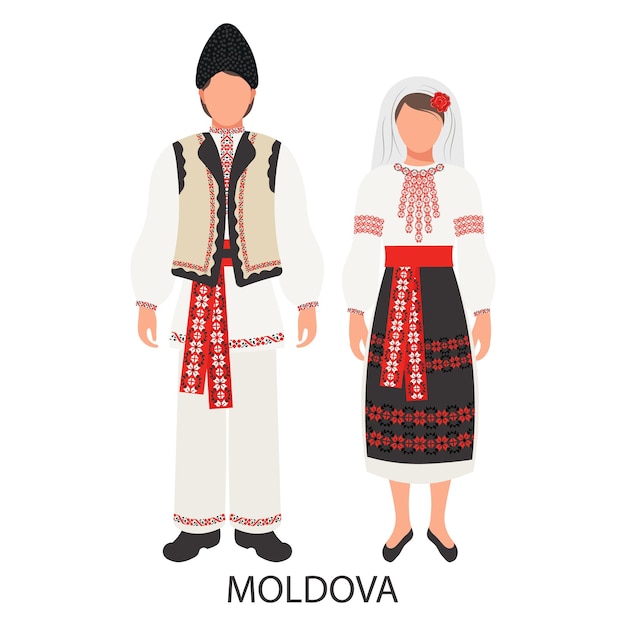 Een man en een vrouw in Moldavische klederdracht Cultuur en tradities van Moldavië