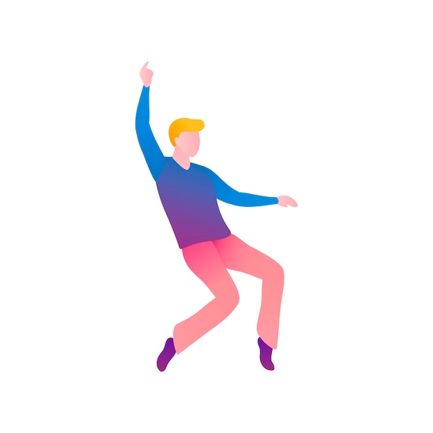 Een man in een disco een platte vectorillustratie