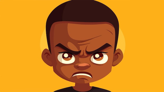 Een man met een zwart hoofd die zegt: "Angry".