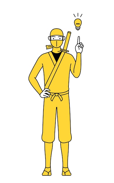 Een man verkleed als ninja komt met een idee