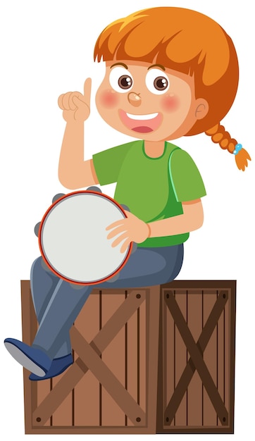 Een meisje dat tamboerijn speelt