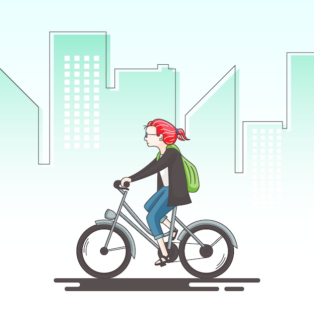 Een meisje rijdt de Illustratie van het Fietsconcept