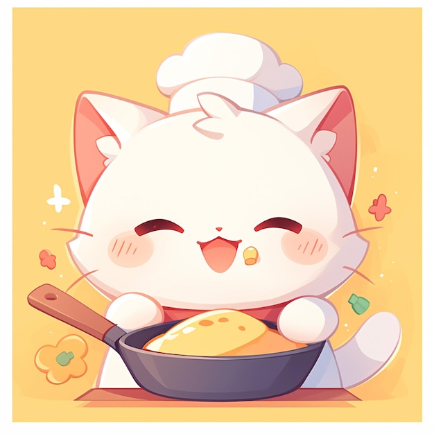 Een melodieuze kat baker cartoon stijl