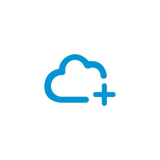 Vector een minimalistisch pictogramlogo dat een gestileerde wolk vertegenwoordigt en een plusteken kan als logo worden gebruikt