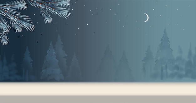 Vector een minimalistische winterbanner met een podium kerstmis en nieuwjaar achtergrond