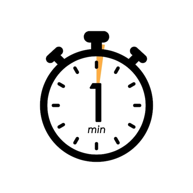 Een minuut stopwatch pictogram timer symbool kooktijd cosmetische of chemische toepassingstijd 1 min wachttijd vectorillustratie