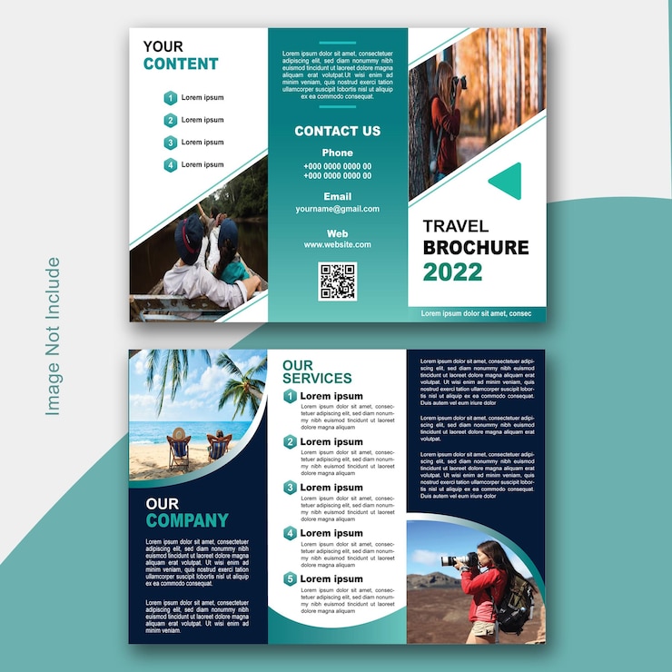 Vector een modern drievoudig ontwerp van een brochure voor reizen