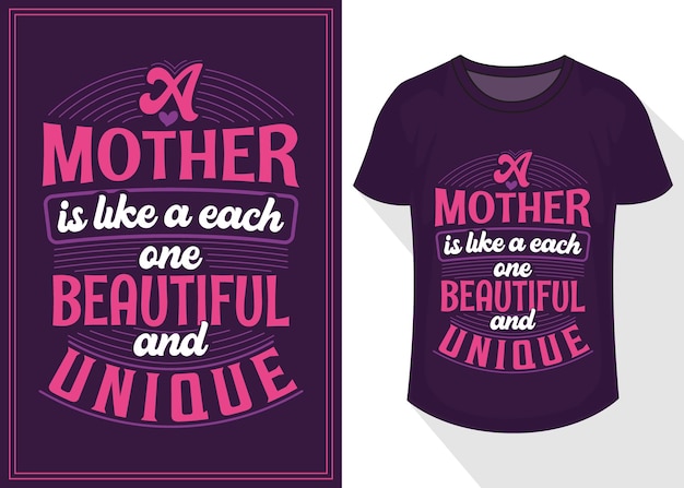 Een moeder is als een stuk voor stuk mooie en unieke citaten typografische letters voor t-shirtontwerp