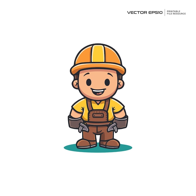 Een mooie bouwvakkerspersonage, mascotte, logo, illustratie, eps 10
