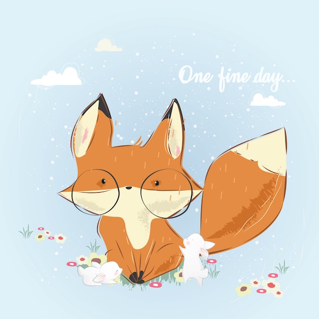 Een mooie dag, fox en bunnies