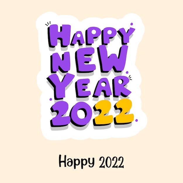 Een mooie sticker van een gelukkige 2022 platte vector