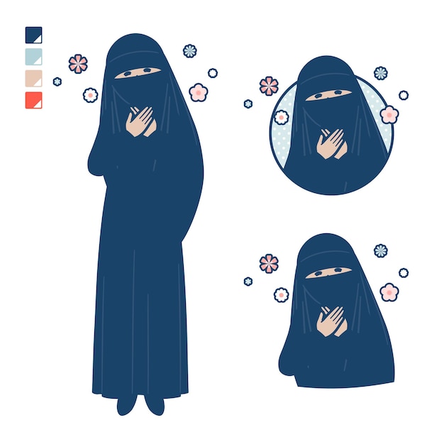 Een moslimvrouw die een niqab draagt met rustbeelden