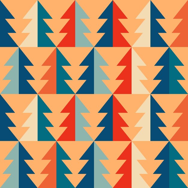 Een naadloos patroon met bomen in verschillende kleuren.