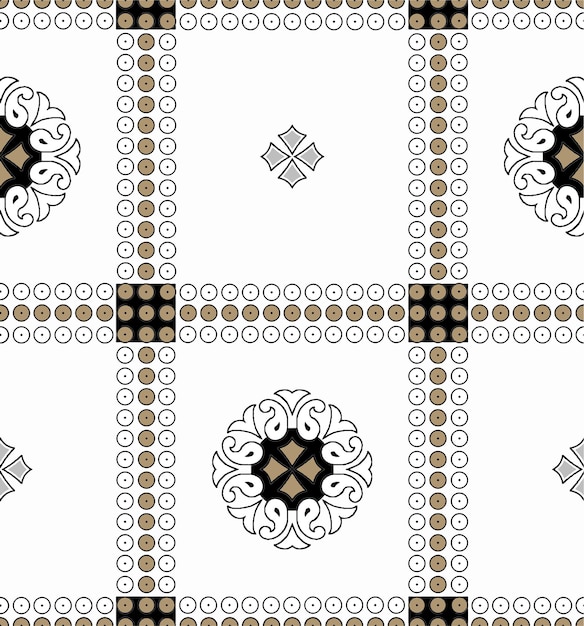 Een naadloos patroon met een goud en zwart geometrisch patroon.