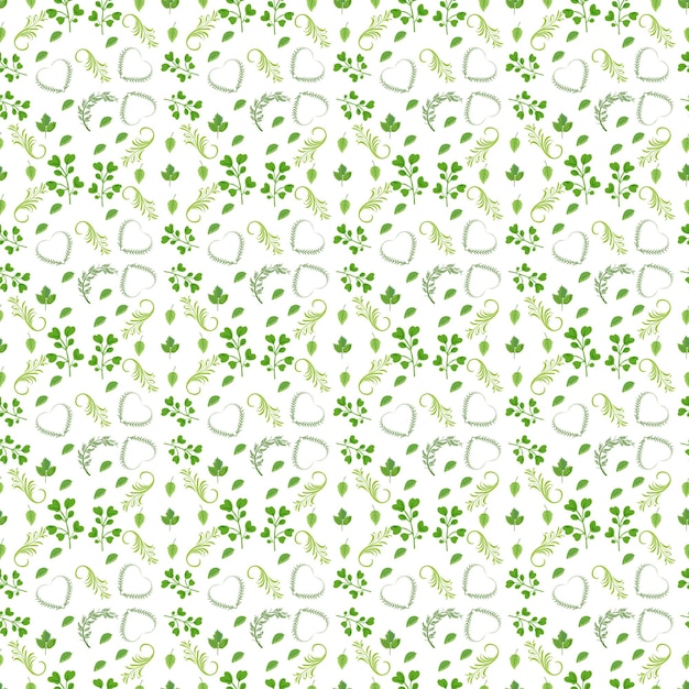 Vector een naadloos patroon van groene klaver met groene bladeren op een witte achtergrond
