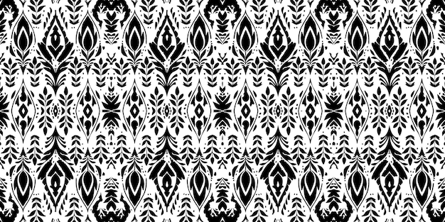 Een naadloze patroongeometrische tribalgeometrische batik ikatazteczwart en wit naadloos patroon