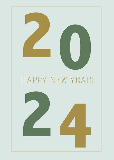 Een nieuwjaarskaart met de nummers 2024 Gelukkig Nieuwjaar poster