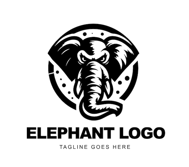 Vector een olifantlogo met de tekst olifant logo erop