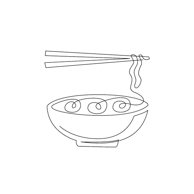 Een ononderbroken lijn noodle vector ontwerp