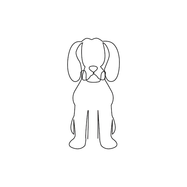 Een ononderbroken lijntekening van eenvoudige schattige beagle puppy hond pictogram Zoogdier dierlijk logo embleem concept