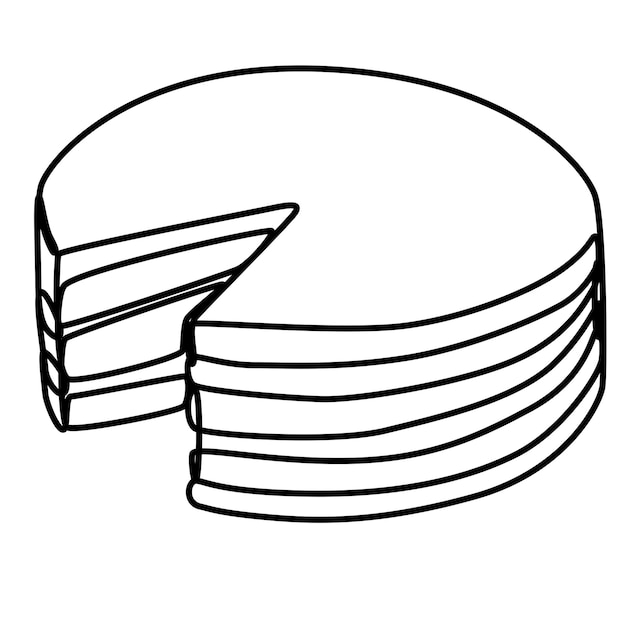 Vector een ononderbroken lijntekeningen handgetekende contour van heerlijke smakelijke gebakjes, bakkerij één plak
