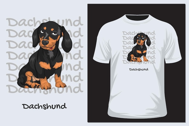 Vector een ontwerp van de de hondt-shirt van de tekkel. poster en sticker vectorillustratie.