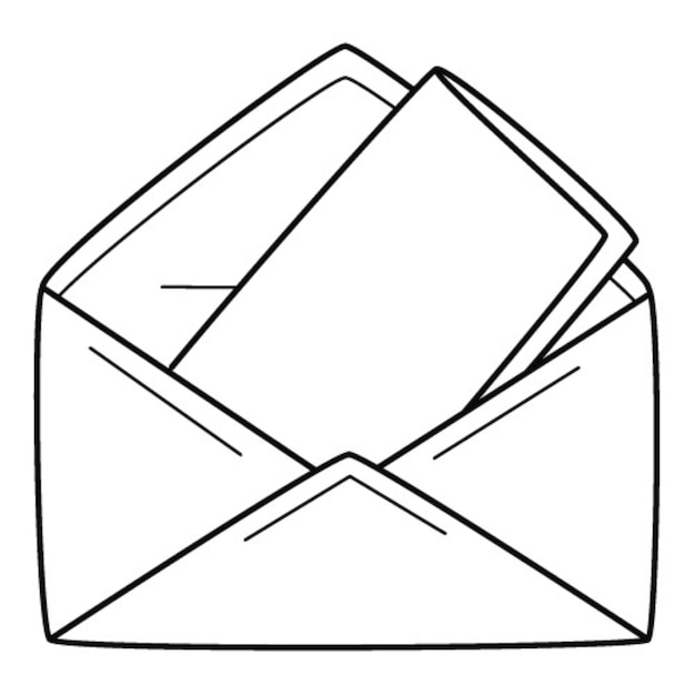 Een open papieren envelop met een brief. Mail correspondentie, bericht. . Handgetekende vectorillustratie