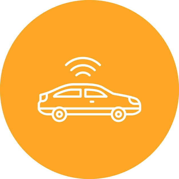een oranje cirkel met een icoon van een auto met een oranje achtergrond