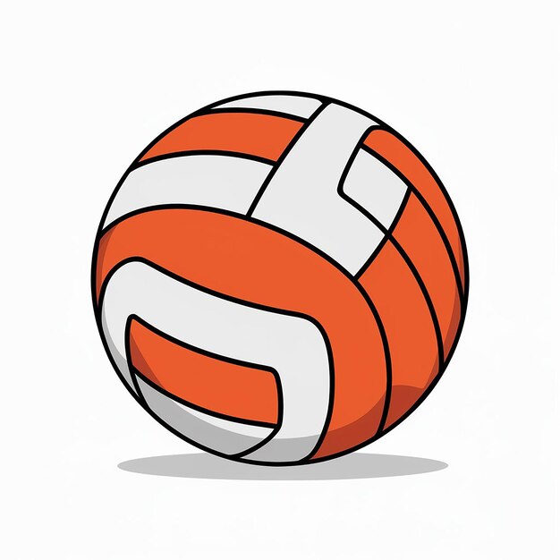 een oranje en witte volleybal met een witte streep aan de onderkant