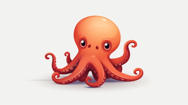 Vector een oranje octopus met een zwarte ogen en een rode octopus aan de onderkant