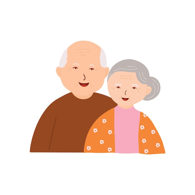 Een oude man en een vrouw glimlachen en kijken naar elkaar.