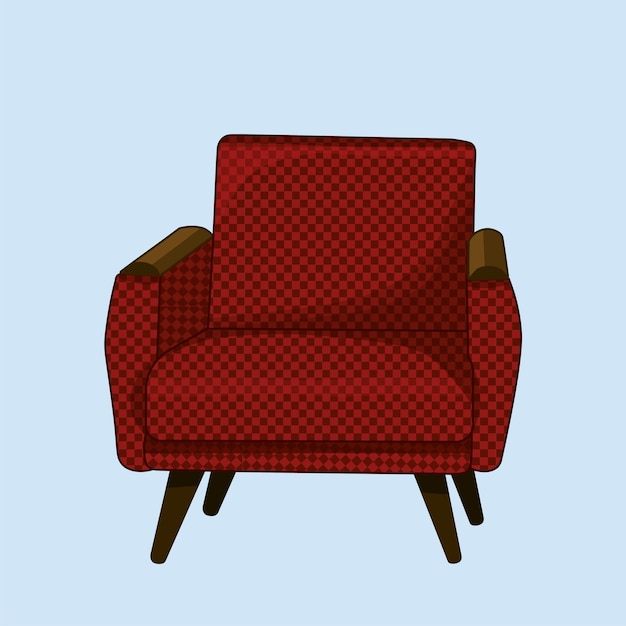 Een oude rode fauteuil in de stijl van de USSR voor het interieur