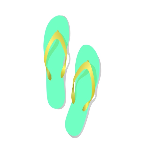 Een paar groene slippers met gele veters
