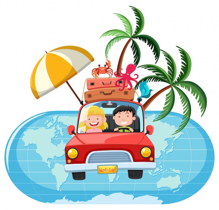 Vector een paar op road trip