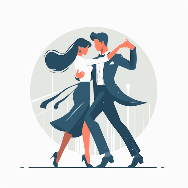 Een paar personages dansen.