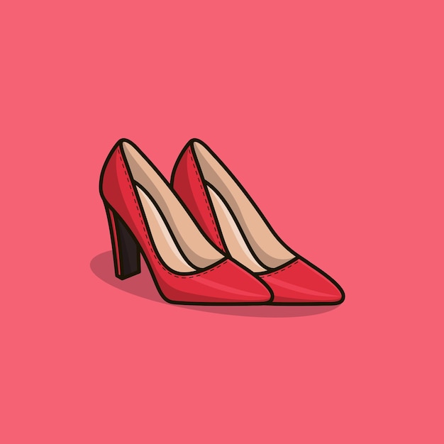 Een paar rode damesschoenen met hoge hakken vectorpictogramillustratie Schoonheid en mode, Hoge hakken,