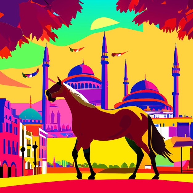 een paard in istanbul vector illustratie