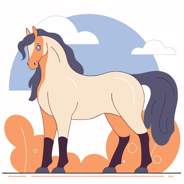 een paard met een paard op de rug en de hemel op de achtergrond