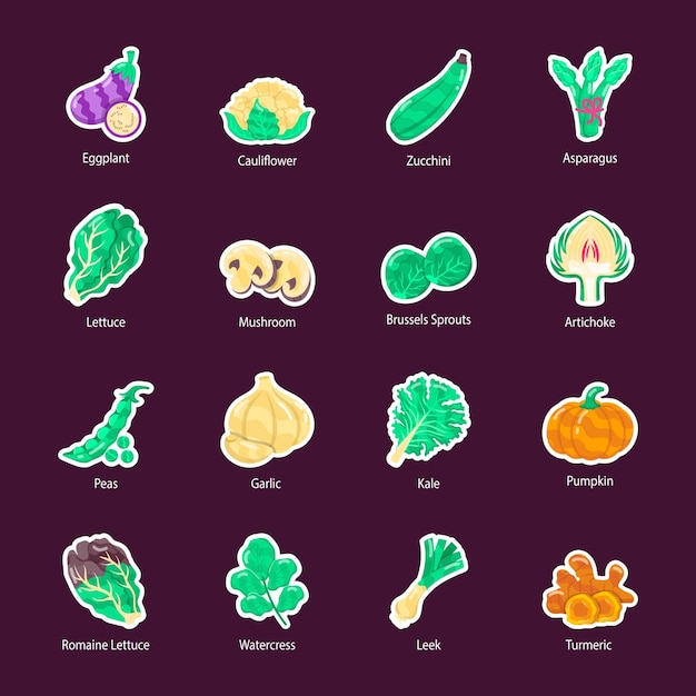 een paarse achtergrond met een verscheidenheid aan groenten, waaronder een fruit en groente