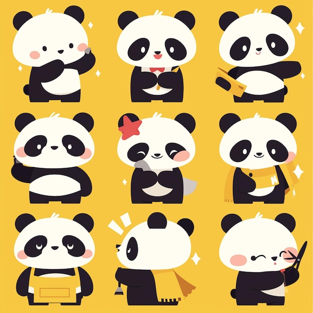 Een panda haarstylist cartoon stijl
