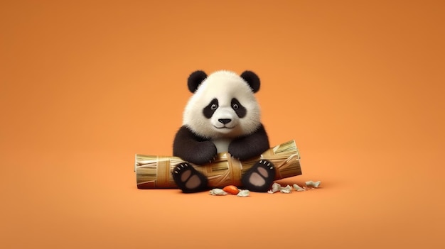 Vector een panda met een bamboeblok