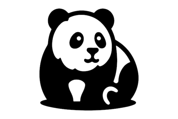 een panda zit op een zwart-witte achtergrond met een panda erop