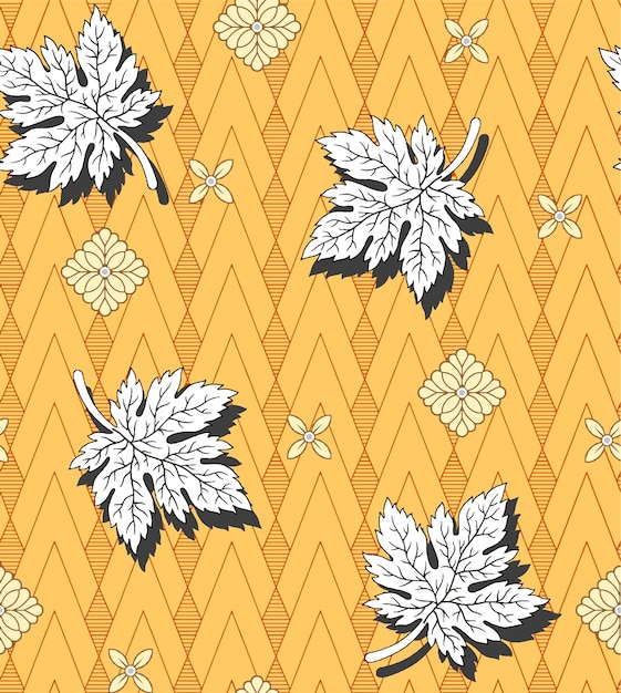 Een patroon met een vlinder op een gele achtergrond.