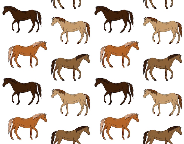 Vector een patroon van paarden met verschillende kleuren